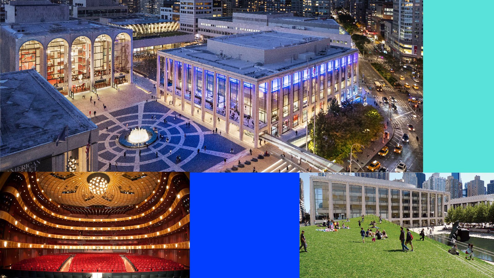 A collage of photos from the Lincoln Center Campus
