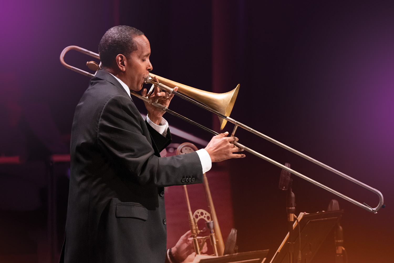 A man playing the trombone