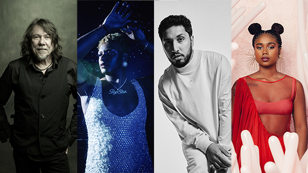 Collage of four artist headshots