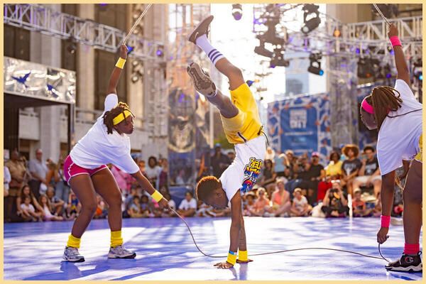 Three teens jump rope