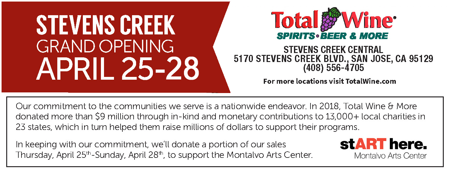 Total Wine & More Grand Opening: April 25 - 28. A portion of sales during the Grand Opening benefit Montalvo!