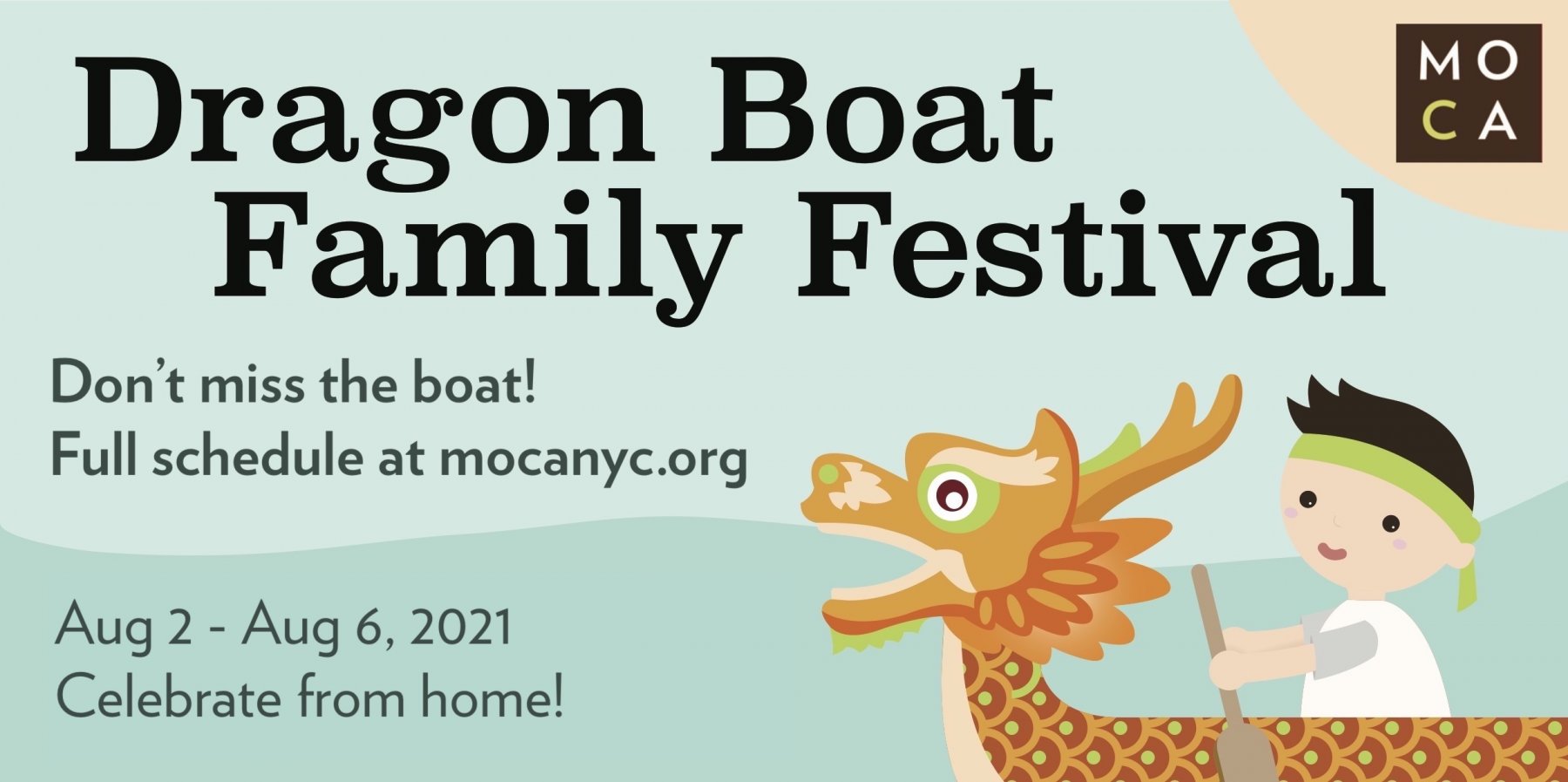 Poster featuring a cute cartoon of a dragon boat and dragon boat racer.