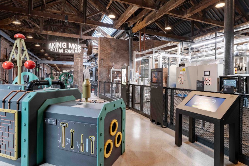 Gallery view of a colourful interactive family area in Power Hall