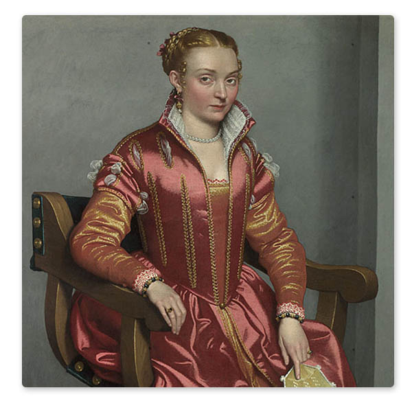 Giovanni Battista Moroni, 'Portrait of a Lady ('La Dama in Rosso')', about 1556-60 © The National Gallery, London