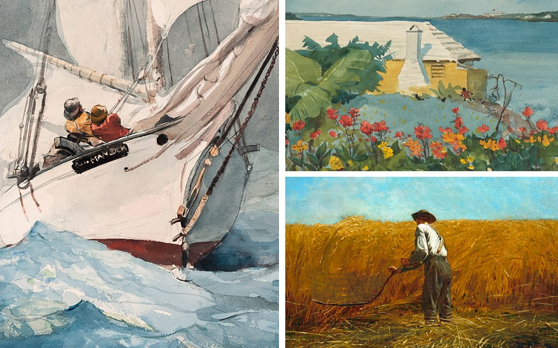 Winslow Homer, Diamond Shoal, 1905. Private collection © Photo Laura Wulf / Winslow Homer Flower Garden and Bungalow, Bermuda, 1899 © The Metropolitan Museum of Art, New York Amelia B. Lazarus Fund, 1910 10.228.10 / Winslow Homer The Veteran in a New Field, 1865 © The Metropolitan Museum of Art, New York Bequest of Miss Adelaide Milton de Groot (1876-1967), 1967 67.187.131