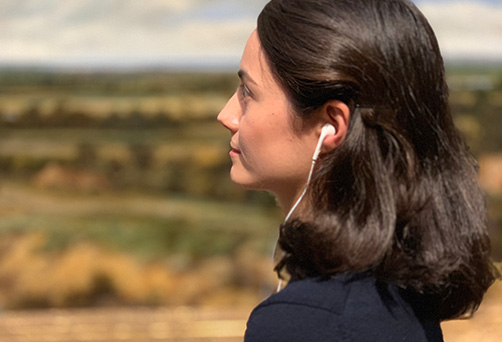 A user of the mental health awareness audio tour © The National Gallery, London