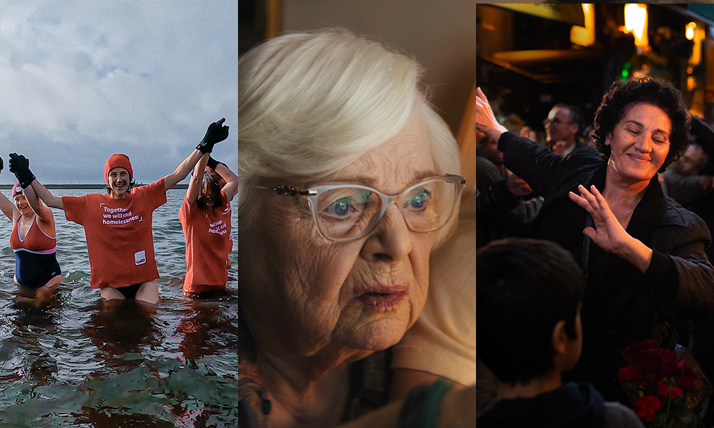 Three stills from upcoming new releases Wild Water, Thelma and Crossing