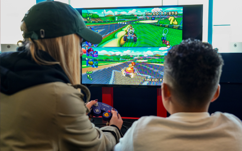 Children playing with a puzzle at Yorkshire Games Festival