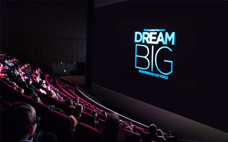 An IMAX screen with the title for Dream Big