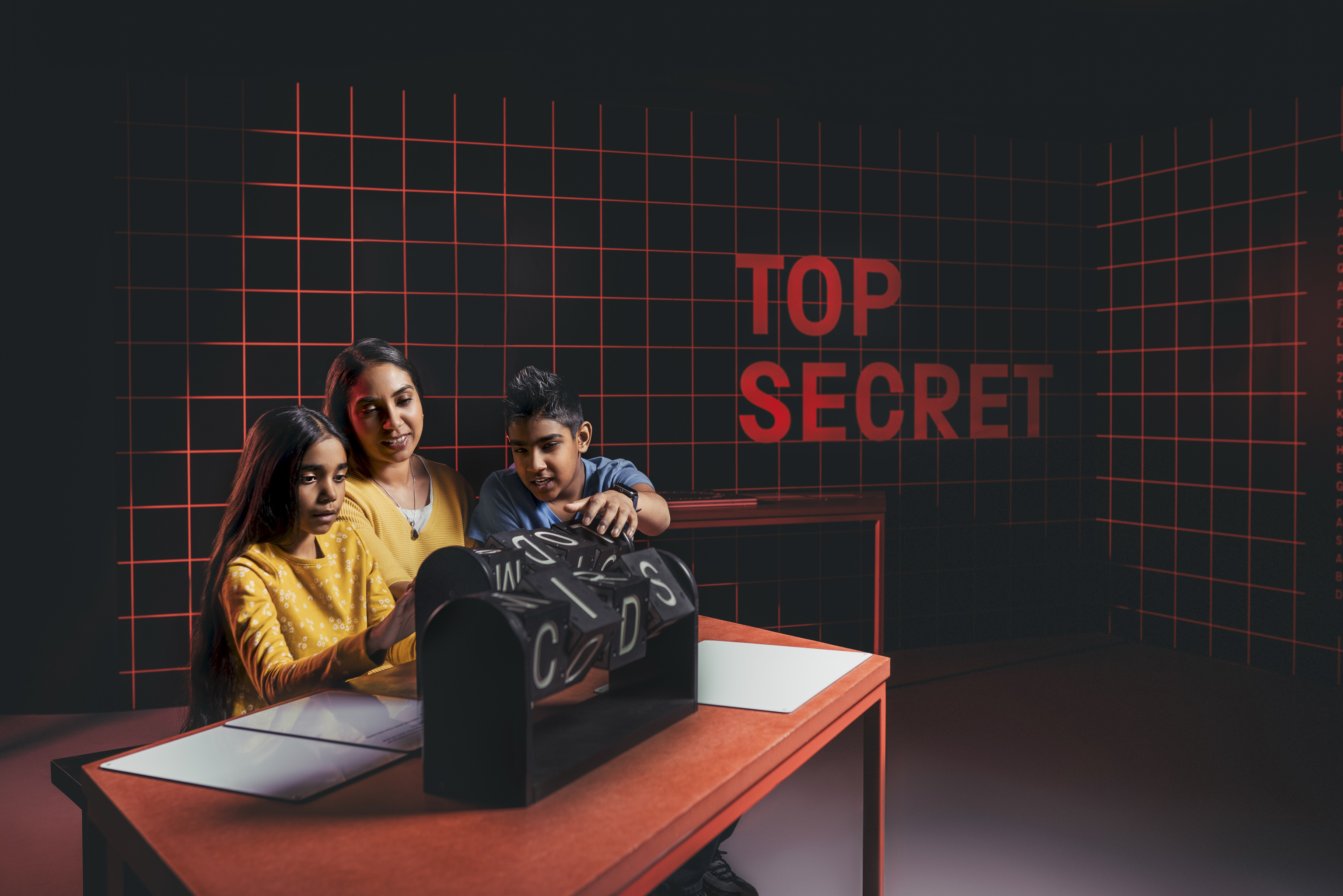 A woman and her children in Top Secret