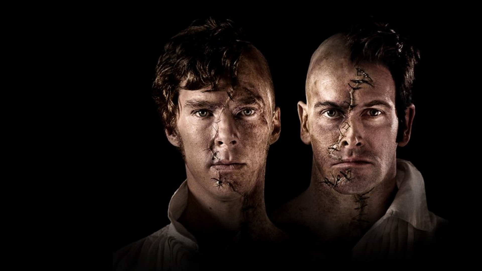 Promotional still from Frankenstein featuring Benedict Cumberbatch and Jonny Lee Miller