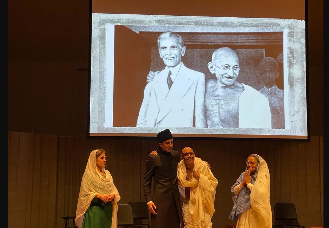 A still from a performance of Gandhi and Jinnah Return Home