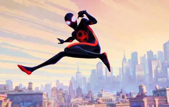 An animated image of Spider-man is mid-leap.