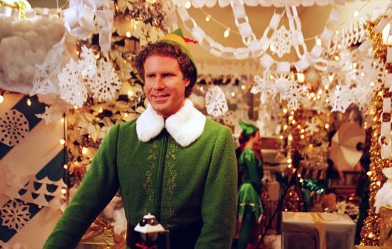 Will Ferrell dressed as Buddy the Elf.