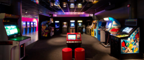 A room full of vintage arcade games.