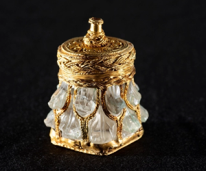 A gold lided vessel, part of the Galloway Hoard. 