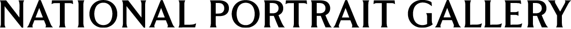Bild: Das Logo der National Portrait Gallery mit dem vollständigen Galerienamen in Serif-Schrift auf lila Hintergrund.