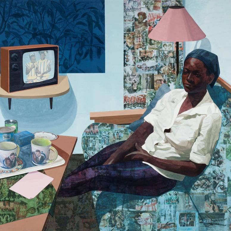 Njideka Akunyili Crosby, Super Blue Omo, 2016 (detail)