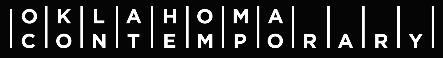 Oklahoma Contemporary logo (the words stacked and spelled out with vertical lines between each letter)