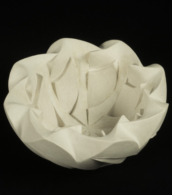 White sculpture against black background. Halima Cassell, Tsunami, September, dated 2004 (McManus Museum and Gallery, Dundee)