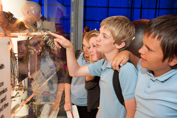 Students in the Who am I? gallery at the Science Museum