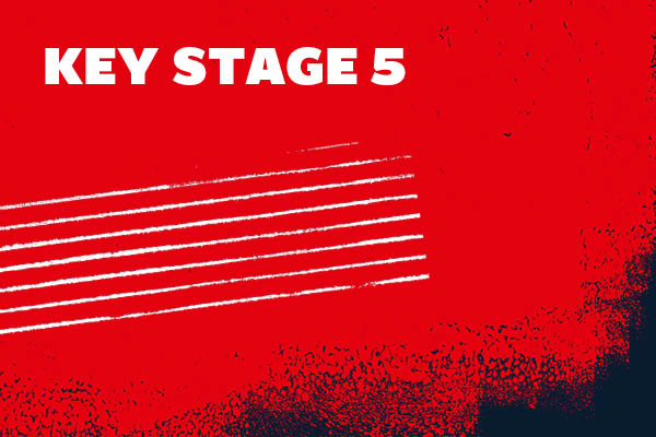 Key stage 5 on a red background