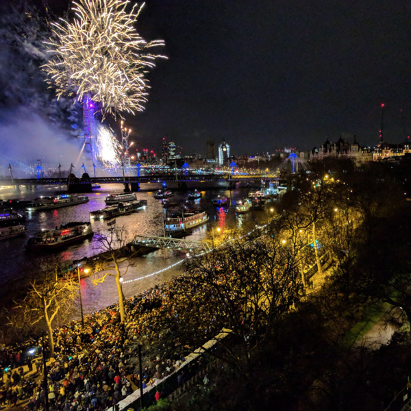 NYE fireworks on the River Terrace