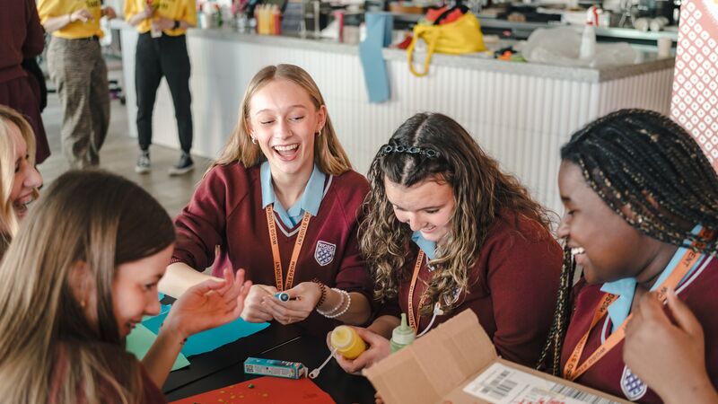 Children in the Hayward Gallery cafe during a Schools event