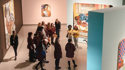 A group of students in the Hayward Gallery.