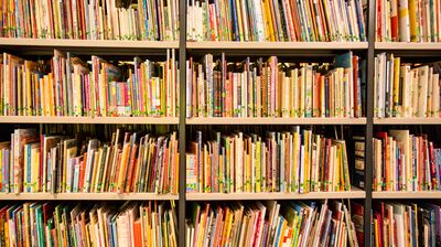 Books on the shelves of National Poetry Library at Southbank Centre