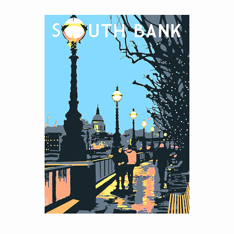 A retro-style poster of the South Bank