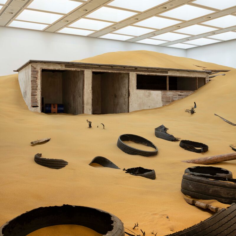 Installation view of Mike Nelson, Triple Bluff Canyon (the woodshed), 2004. Photo: Matt Greenwood. Courtesy the artist and the Hayward Gallery.