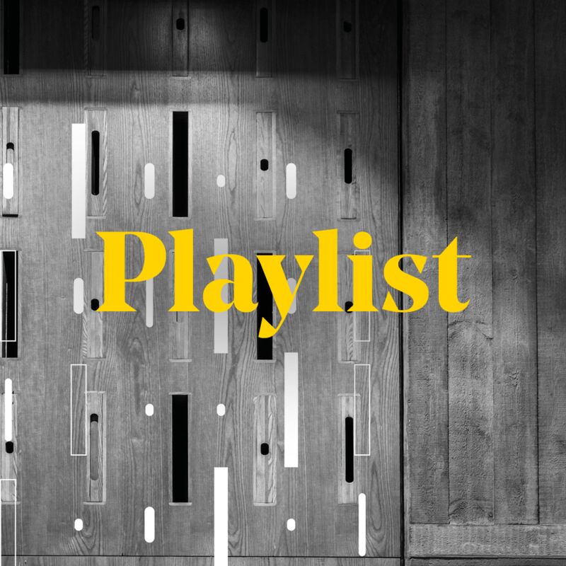 The visual identity for Purcell Sessions, featuring the iconic panelling of the Purcell Room, beneath the word 'Playlist'