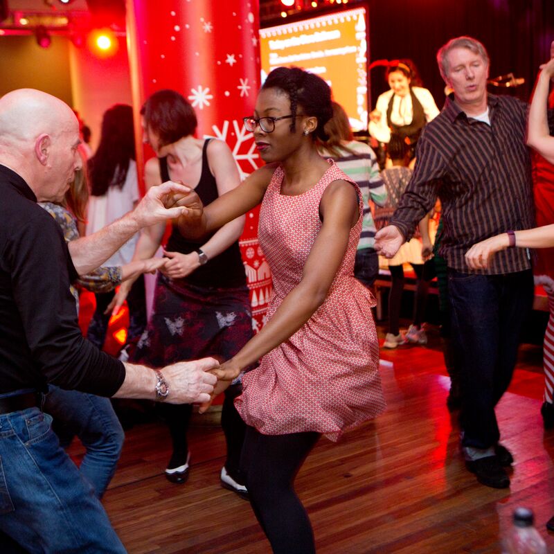 People dancing at a Southbank Centre Christmas event