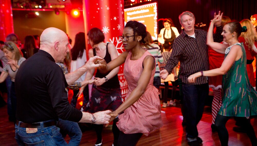 People dancing at a Southbank Centre Christmas event