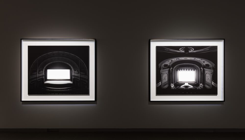 Two black and white photographs from Hiroshi Sugimoto's Theatres series.