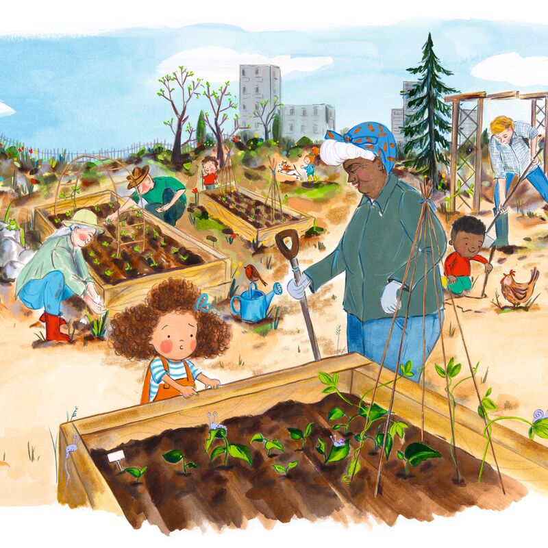 Illustration from Luna Loves Gardening by Joseph Coelho and Fiona Lumbers