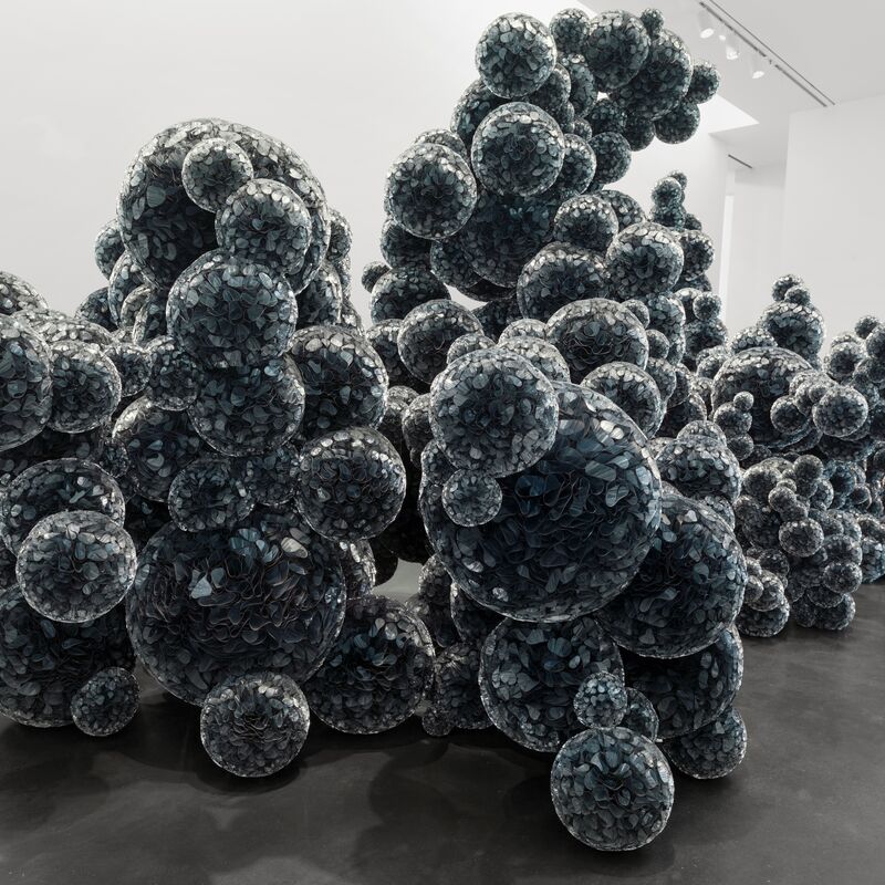 Tara Donovan, Untitled (Mylar) 2011/2018 Mylar and hot glue Dimensions Variable Installation view, MCA Denver Photo: Christopher Burke Courtesy the artist and Pace Gallery.