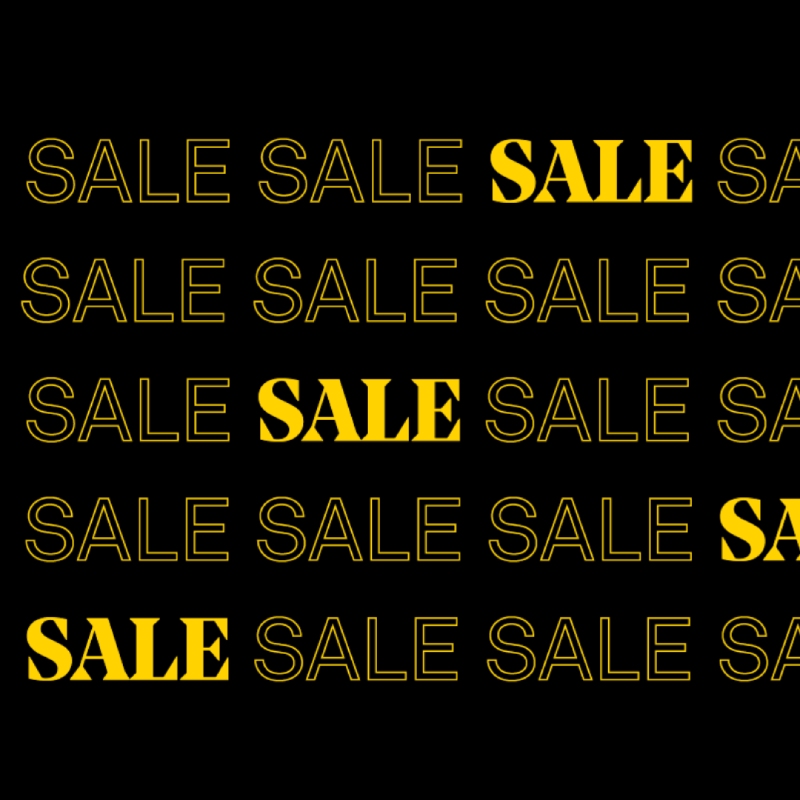 The word 'sale' in yellow repeated over a black background