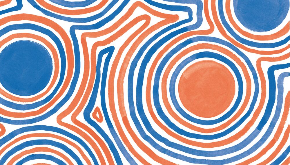 Colourful abstract image with orange and blue circles
