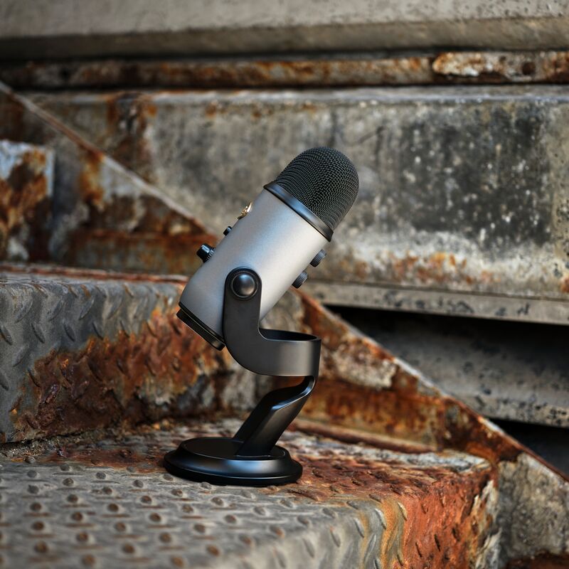 Microphone on a rusty staircase