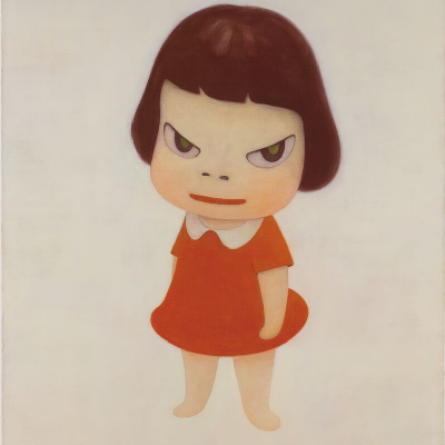 Artwork of a figure wearing a red dress and short brown hair