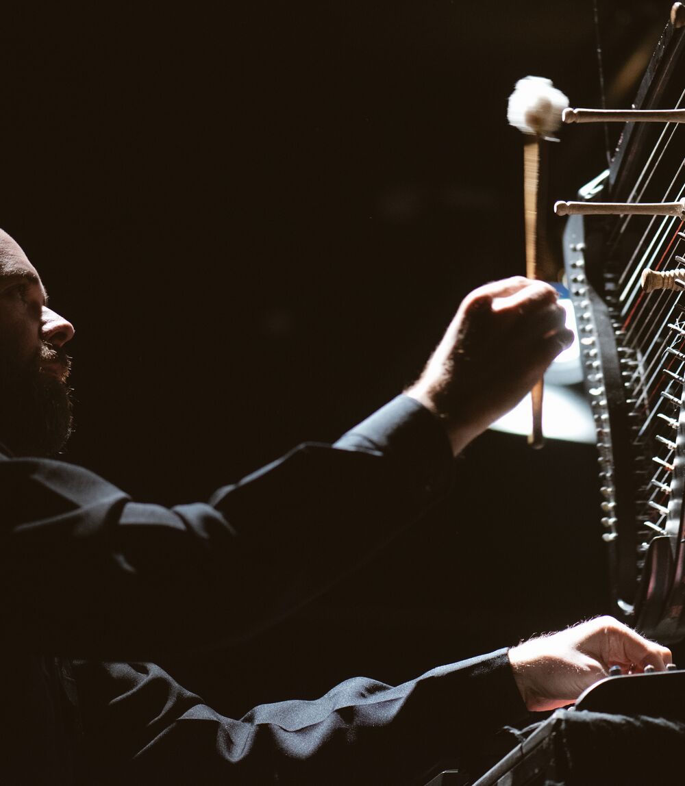 Atmospheric harp performance by Rhodri Davies