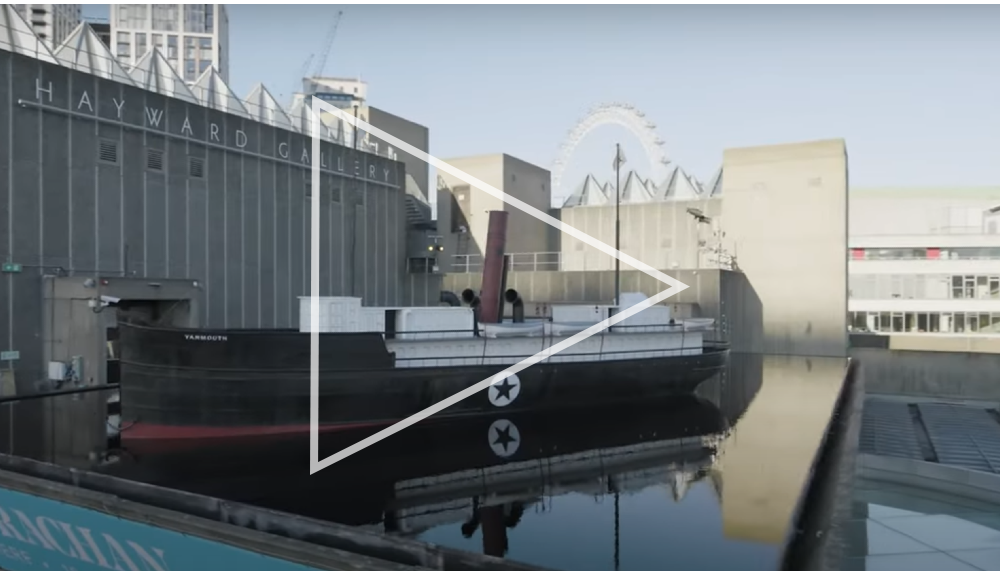 A boat on the roof of the Hayward Gallery