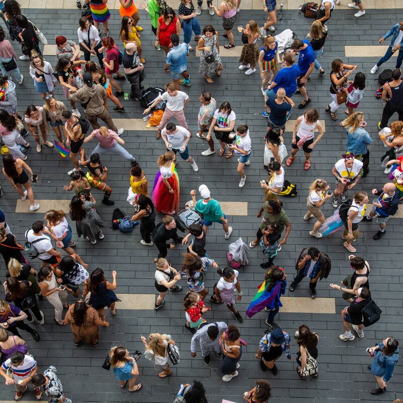 People dancing on the Riverside Terrace at the Southbank Centre