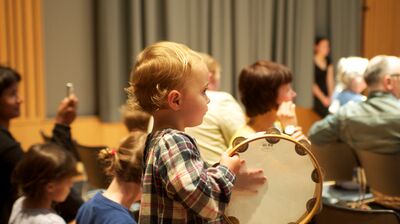 Baby with tambourine drum