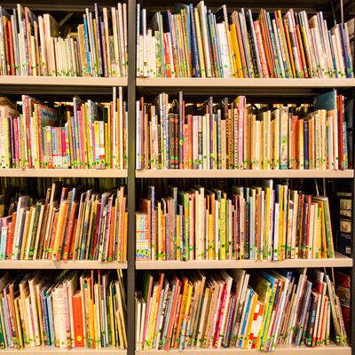 Books on the shelves of National Poetry Library at Southbank Centre
