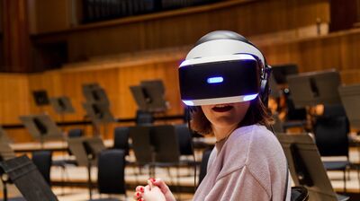 Woman wearing a VR headset