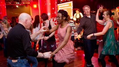 People dancing at a Southbank Centre Christmas event