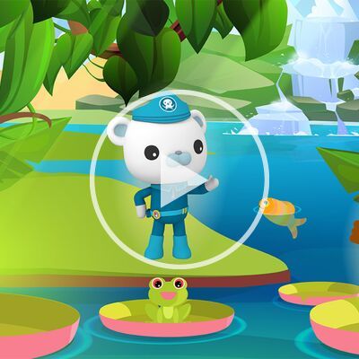 CBeebies cartoon animal characters in a jungle scene.